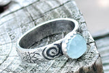 Chalcedony Scroll Sterling Silver Ring, Size 8 Ring, Promise Ring