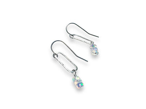 Opal Paperclip Chain Drop Earrings