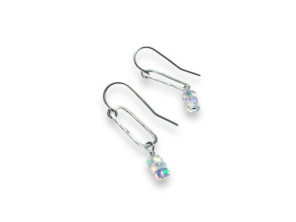 Opal Paperclip Chain Drop Earrings