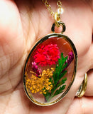 Real Flower Necklace/Oval Flower Necklace - Janine Design