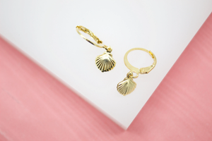 18K Gold Filled Sea Shell Huggies Earrings - Janine Design