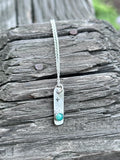 Emerald Tag Necklace , Silver Necklace, Gemstone Tag Necklace