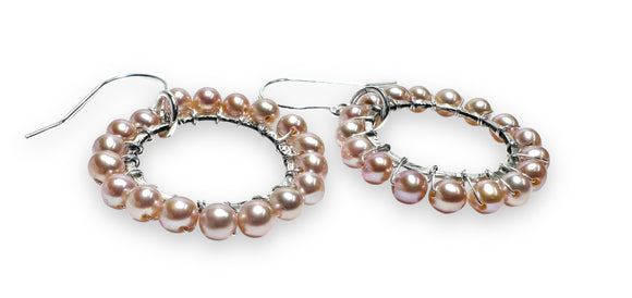 Pearl l Hoops, Pearl Earrings