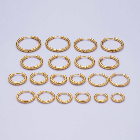 24K Gold Filled Hoop Earrings-Sleeper Earrings 15mm