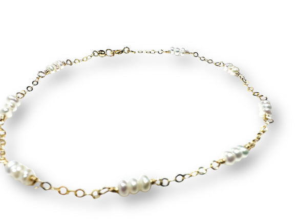 White Pearl Chain  Bracelet