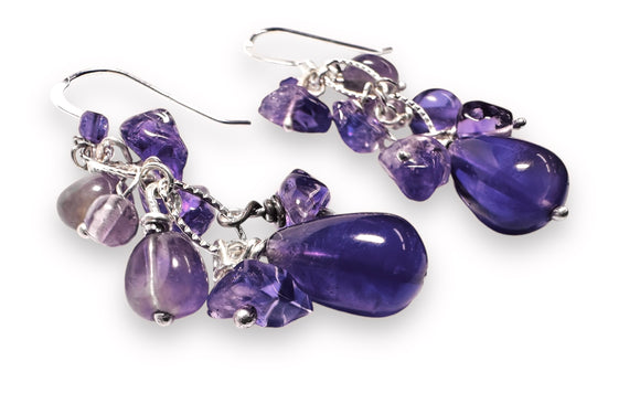 Amethyst Drop Earrings - Janine Design