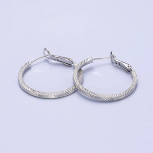 Patterned Hoop Earrings Silver Textured Hoop Earrings