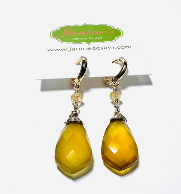 Citrine Drop Earrings/wire Wrapped earrings