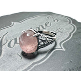 Gemstone Adjustable Filigree Ring Rose Quartz - Janine Design