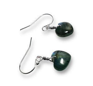 Heart Genuine Labradorite Silver Earrings, Labradorite - Janine Design