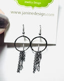 Chain Hoop Earrings, Silver Hoops - Janine Design