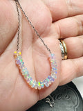 White Opal Necklace/ October Birthstone/Long Necklace