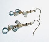 Aquamarine Gemstone Earrings, Cascade Chain Earrings - Janine Design