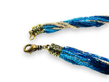 Blue and Gold Strands Necklace, twist Necklace, Stetement Necklace