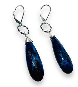 Sapphire  Earrings, Silver Gemstones Earrings