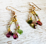 Tourmaline Gemstone Teardrop Hoop Earrings/Open Earrings