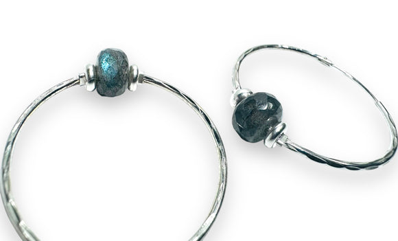 Labradorite Sterling Hoops