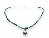 Dainty Beaded Gemstone Necklace-Ruby Zoisite Teardrop - Janine Design