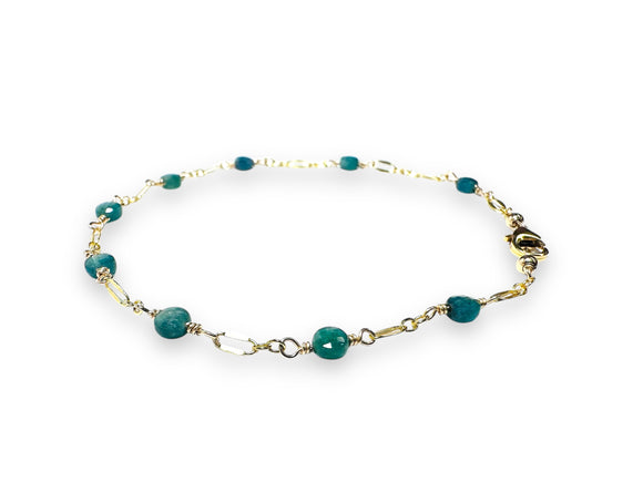 Indocholite Blue Tourmaline Gold Chain Bracelet