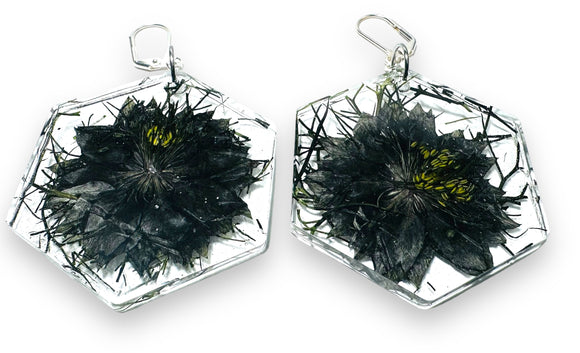 Halloween Collection-Pressed Flower Earrings/Real Flower Earrings/Resin Flower