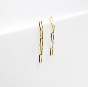 Paperclip Chain Drop Earrings - Janine Design