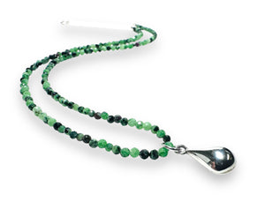 Dainty Beaded Gemstone Necklace-Ruby Zoisite Teardrop - Janine Design