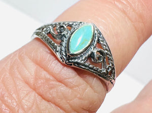 Small Silver Filigree Turquoise Ring