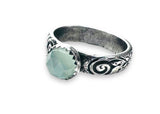 Chalcedony Scroll Sterling Silver Ring, Size 8 Ring, Promise Ring