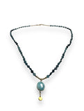 Indocholite Blue Tourmaline and Larimar Knotted Necklace