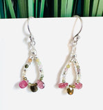 Tourmaline Gemstone Teardrop Hoop Earrings/Open Earrings