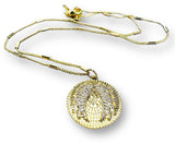 Wings Necklace, medallion, Gift, Gold Filled Medallion, Pave CZ