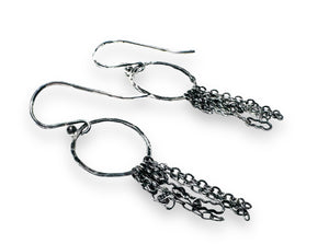 Chain Hoop Earrings, Silver Hoops - Janine Design