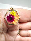 Real Flower Necklace/Purple/Orange/Yellow Flower Necklace - Janine Design