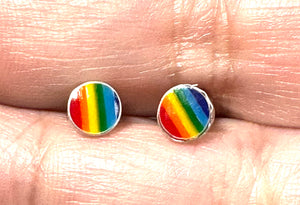 Rainbow Studs/ Pride Studs/Sterling Colorful Studs - Janine Design