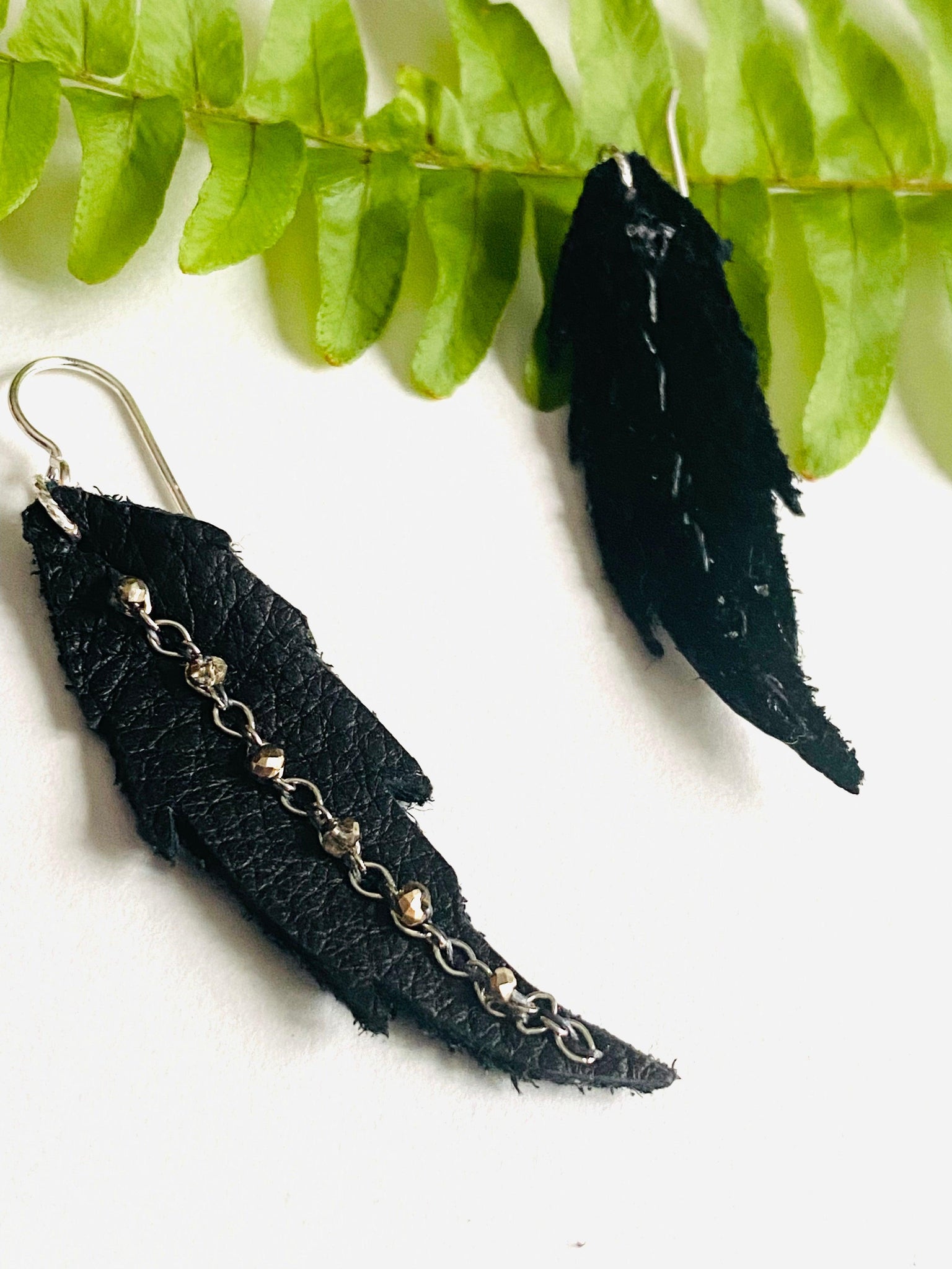 BLACK FEATHER MACRAME EARRINGS | Distinguished Dangles