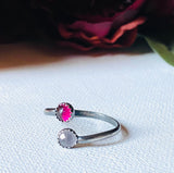 Pink Quartz Ring, Antique ring with Pink stones - Janine Design